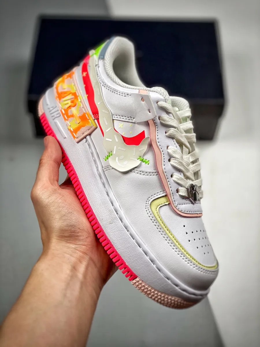 Nike Air Force 1 Shadow White Pink Orange DV1364-111 / pink and orange air force 1