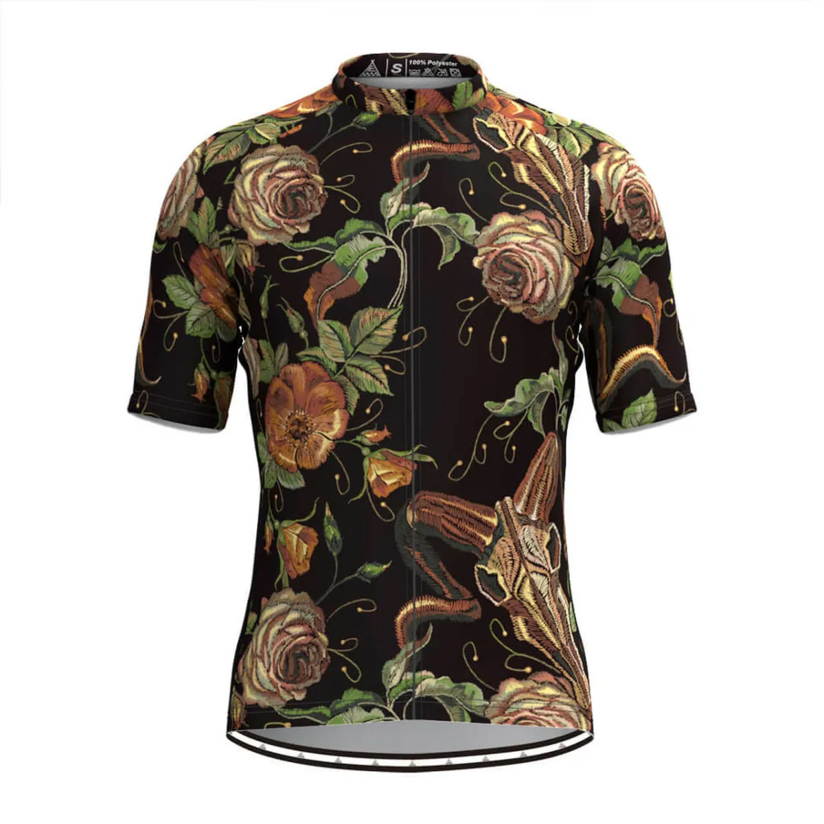 Men's Retro Rose Flower Embroidery Stitches Cycling Jersey V2