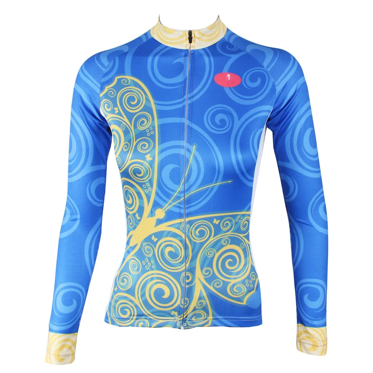 ILPALADINO Women's Long Sleeves Blue Yellow-butterfly Cycling Jersey Apparel Outdoor Sports Gear Leisure Biking T-shirt NO.323