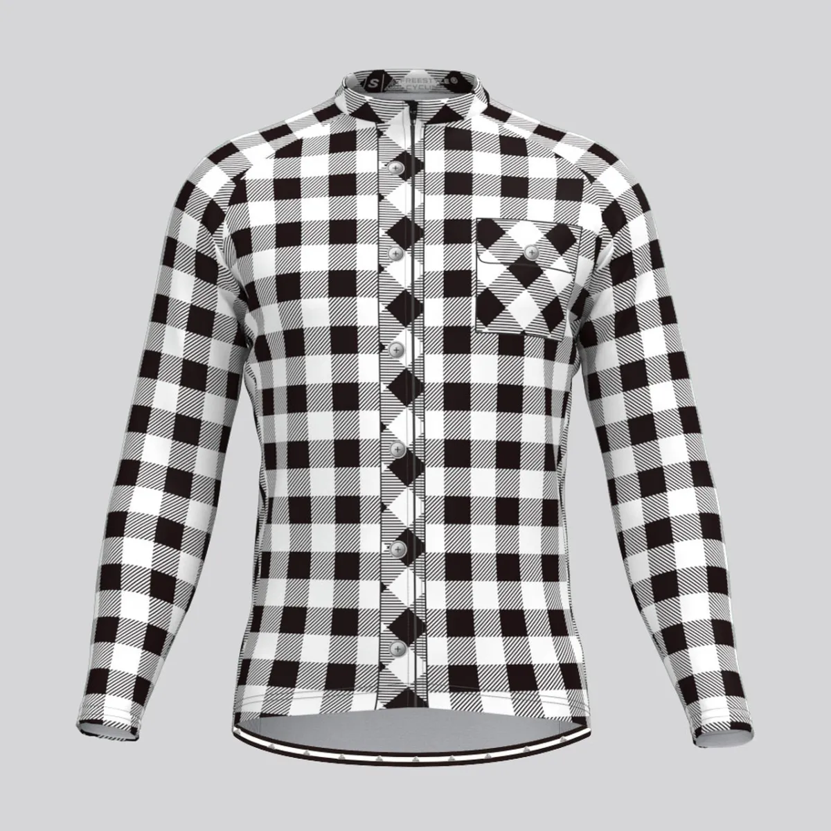 Plaid Checkered Shirt V2 Men's LS Cycling Jersey White