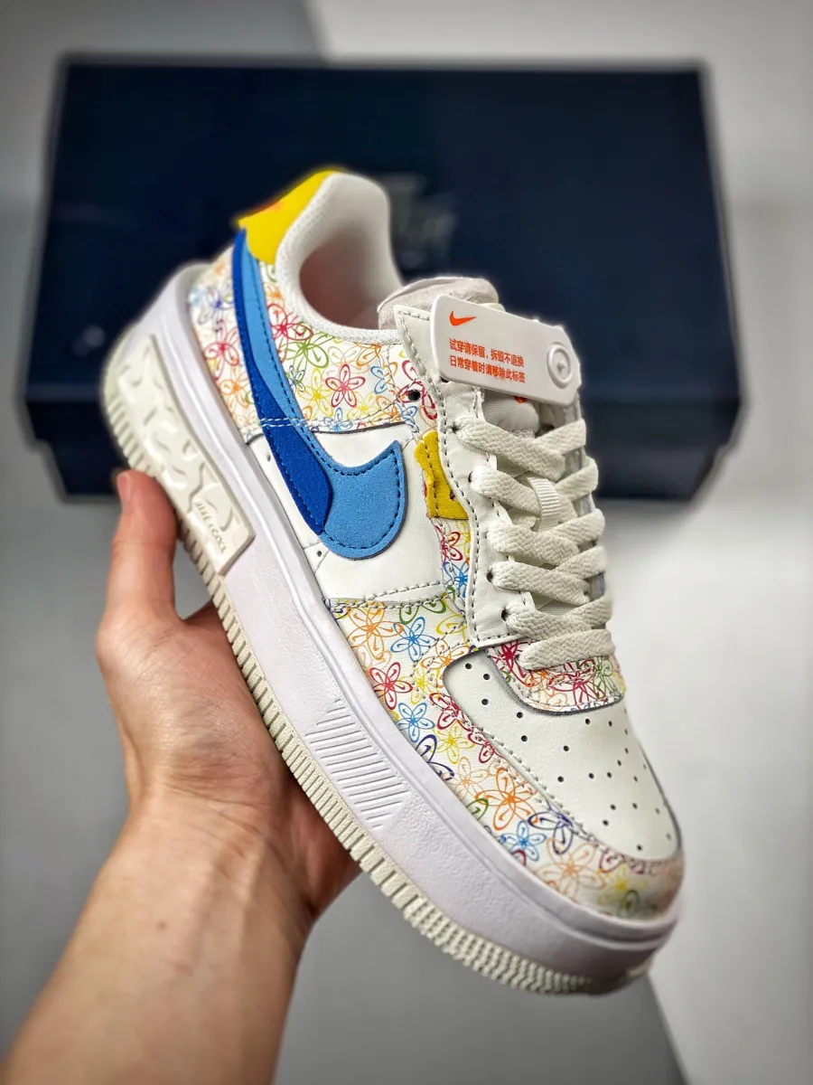 Nike Air Force 1 Fontanka 'Flowers' Sail/University Blue/Vivid Sulfur Nike Air Force Fontanka Blue