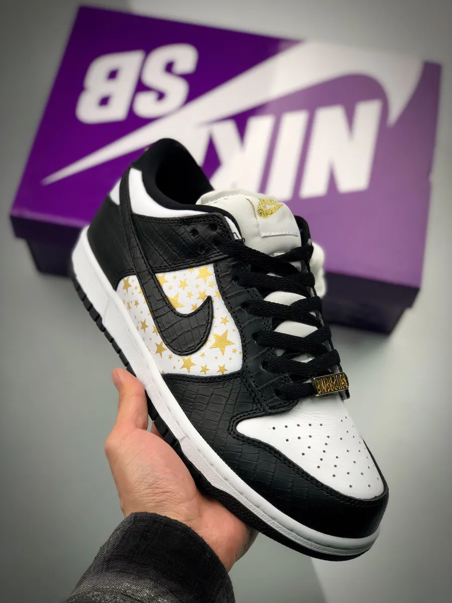 Supreme x Nike SB Dunk Low Stars Black DH3228-102 black and white dunks goat