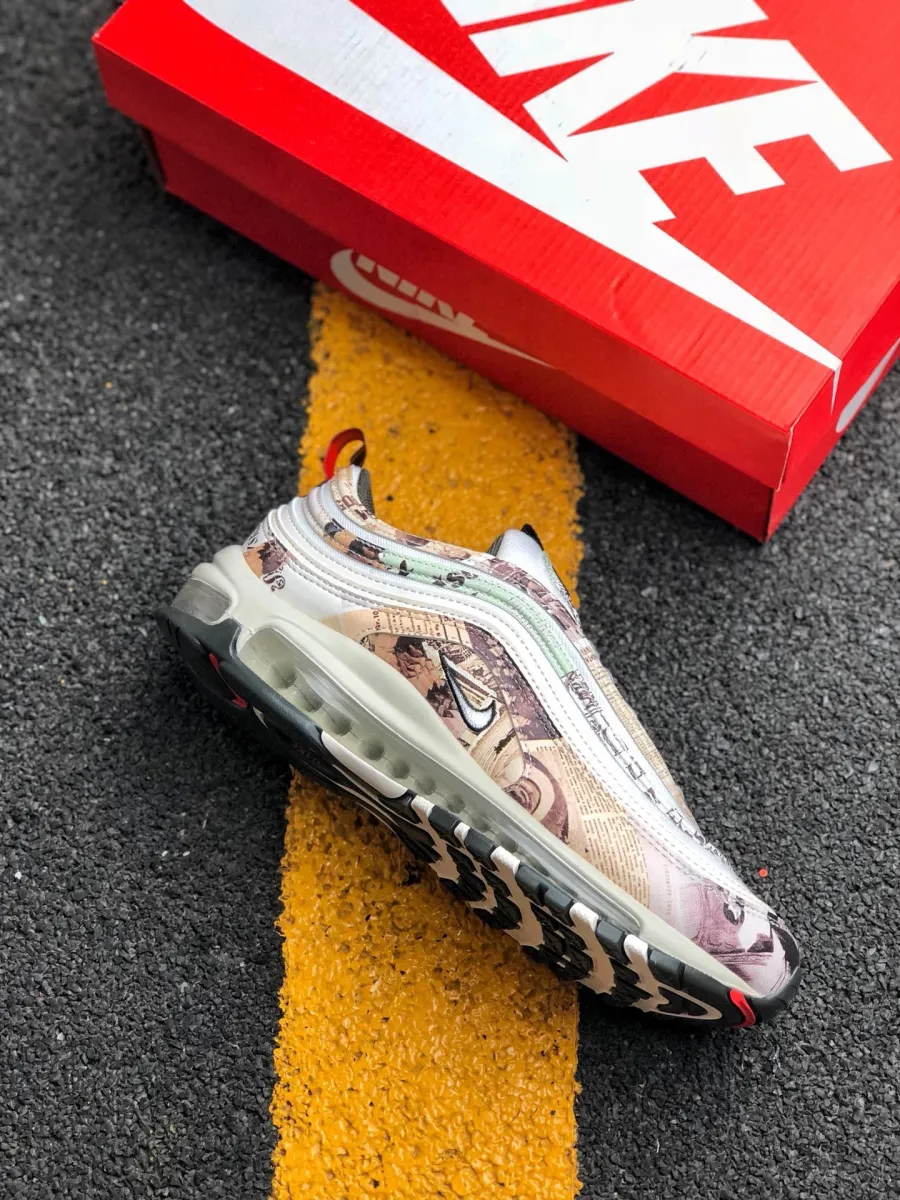 Nike Air Max 97 'Newspaper' Sail/Black-Team Orange-White / air max 97 newspaper