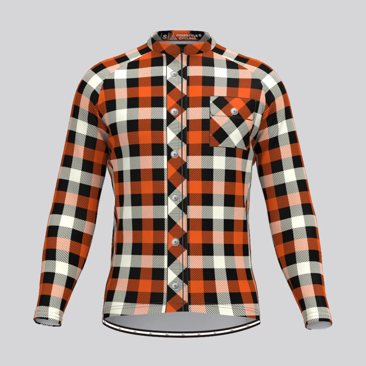 Plaid Checkered Shirt V4 Men's LS Cycling Jersey