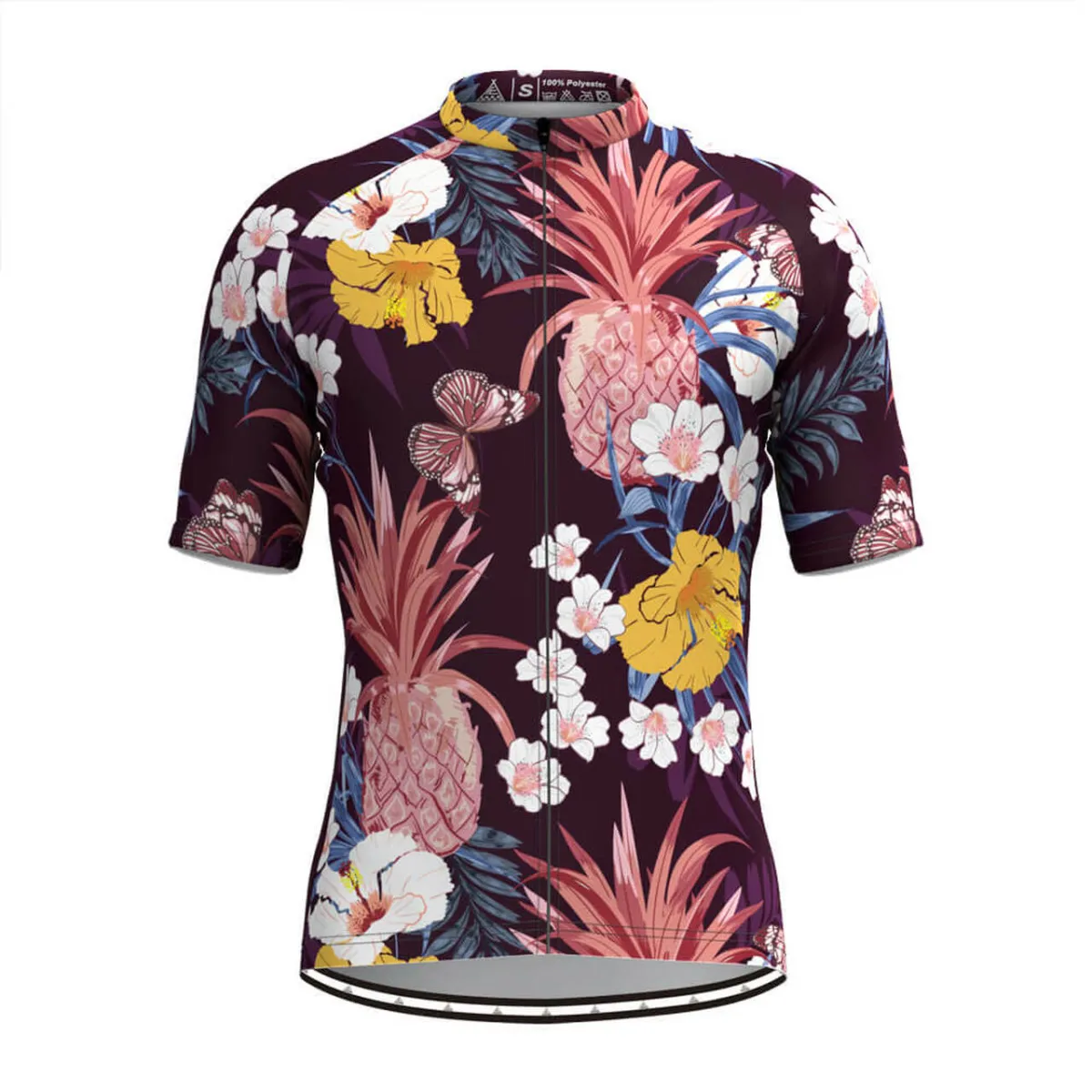 Men's Tropical & Floral Print Hawaiian Jersey -Pineapple