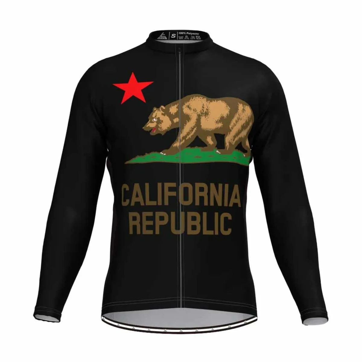 The California Republic Men's LS Cycling Jersey Black