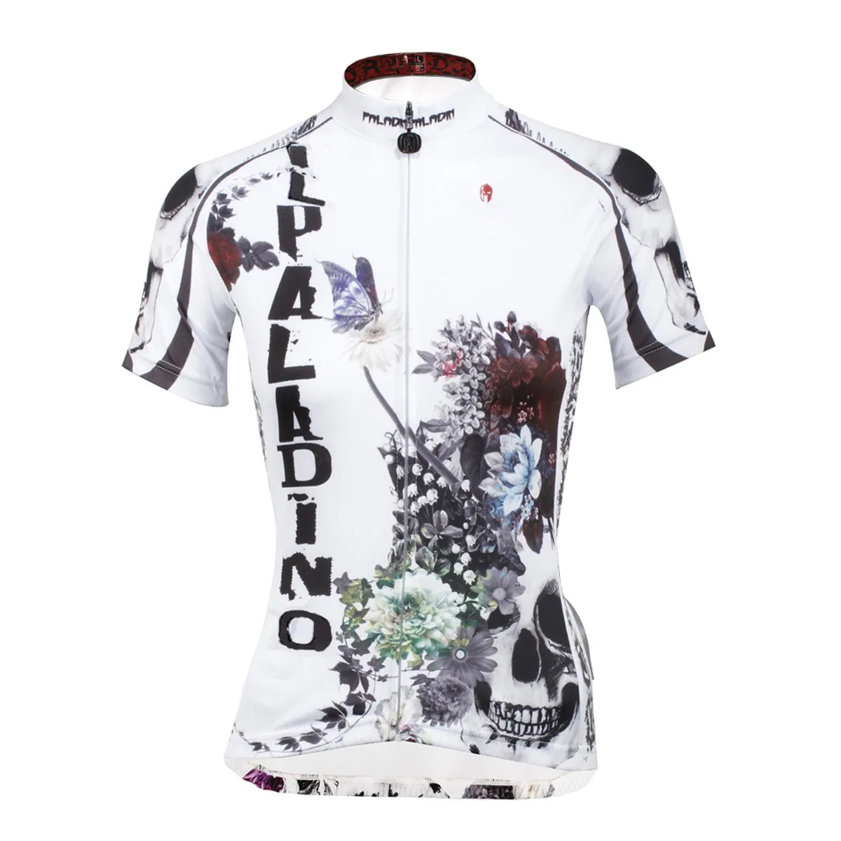ILPALADINO Flower Blossom&Skull Women's Summer Cycling Short Jersey Bike Shirt SportsWear Exercise Bicycling Pro Cycle Clothing Racing Apparel Outdoor Sports Leisure Biking Shirts Quick—dry Shirt 091