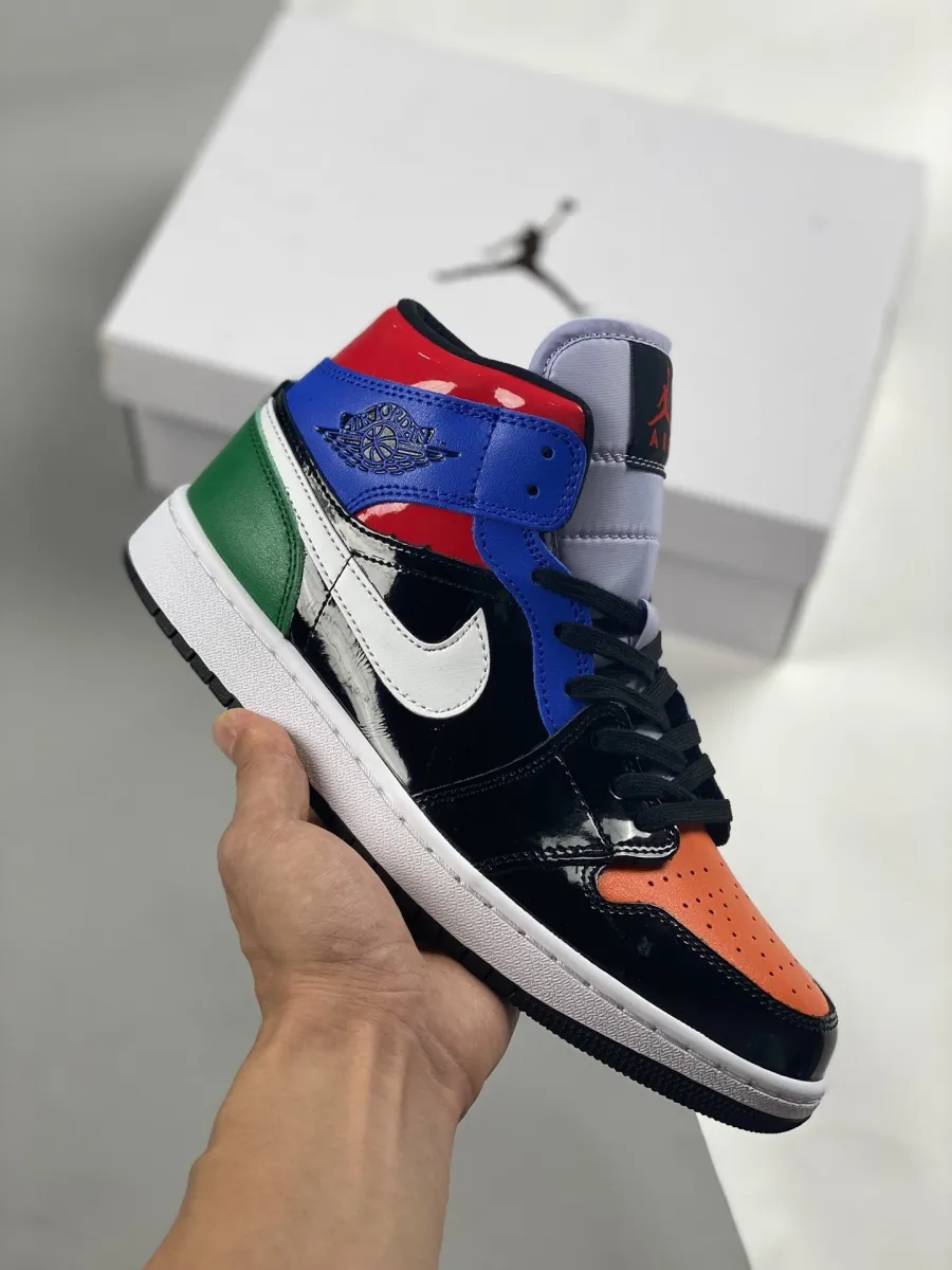 Air Jordan 1 Mid SE 'Multi Patent' / women's jordan 1 mid multi patent leather black/white-multi