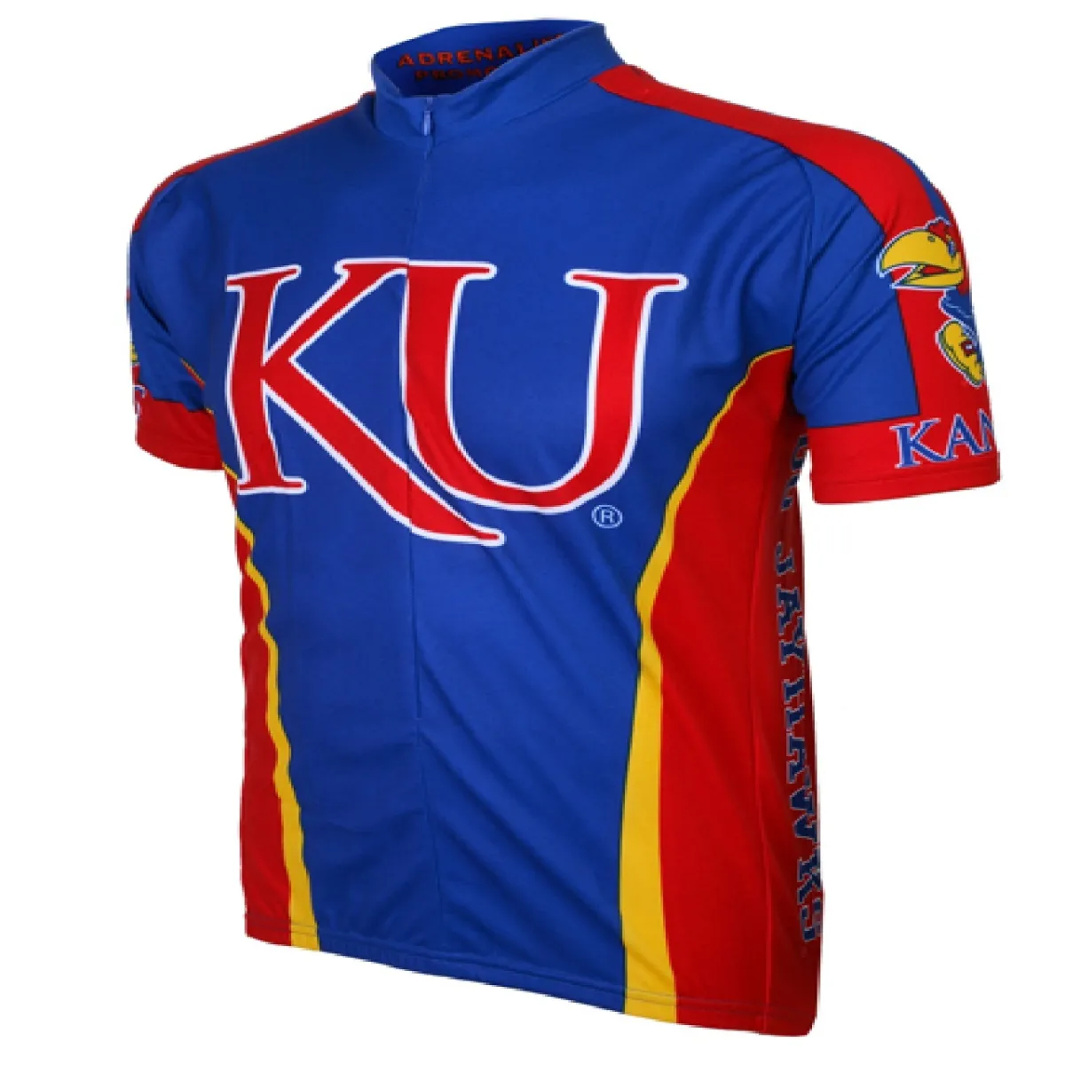 University of Kansas Jayhawks 3/4 zip Men's Short Sleeve Cycling Jersey, Kansas Jayhawk Jersey KANSAS-MED
