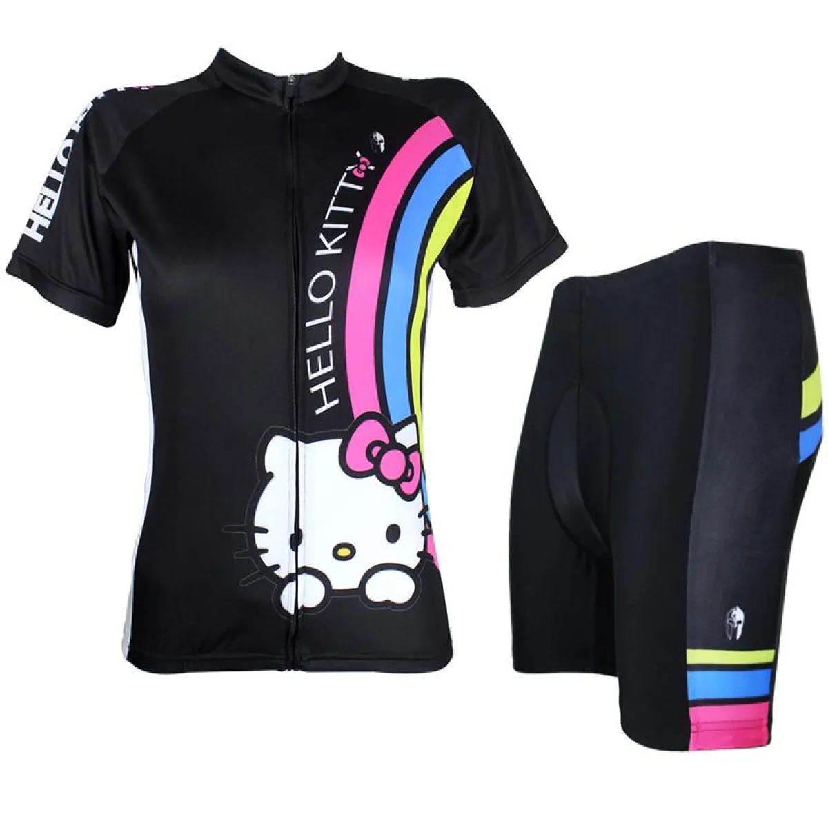 Cartoon World-HELLO KITTY Women's Long/short-sleeve Cycling Suit/Jersey Jacket T-shirt Summer Spring Autumn Clothes Sportswear Pro Cycle Clothing Racing Apparel Outdoor Sports Leisure Biking T-shirt Black Kit NO.025