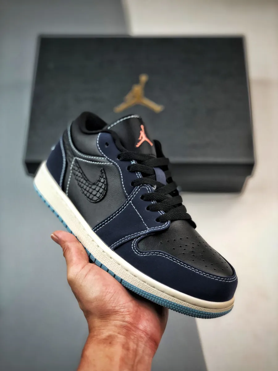 Air Jordan 1 Low Snakeskin Navy Black FJ5478-010