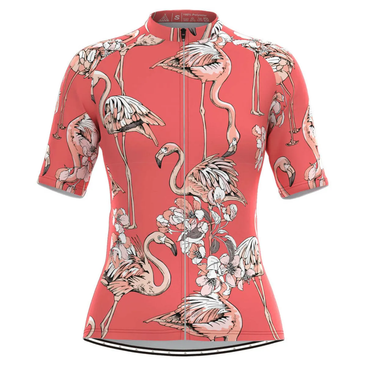 Women's Flamingo Floral Print Hawaiian Cycling Jersey