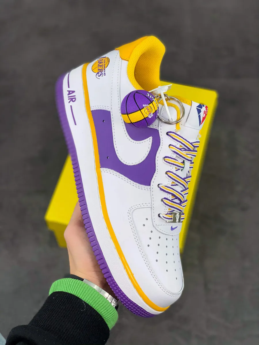NBA x Nike Air Force 1 Low 'Lakers' White Purple Yellow / purple and yellow forces