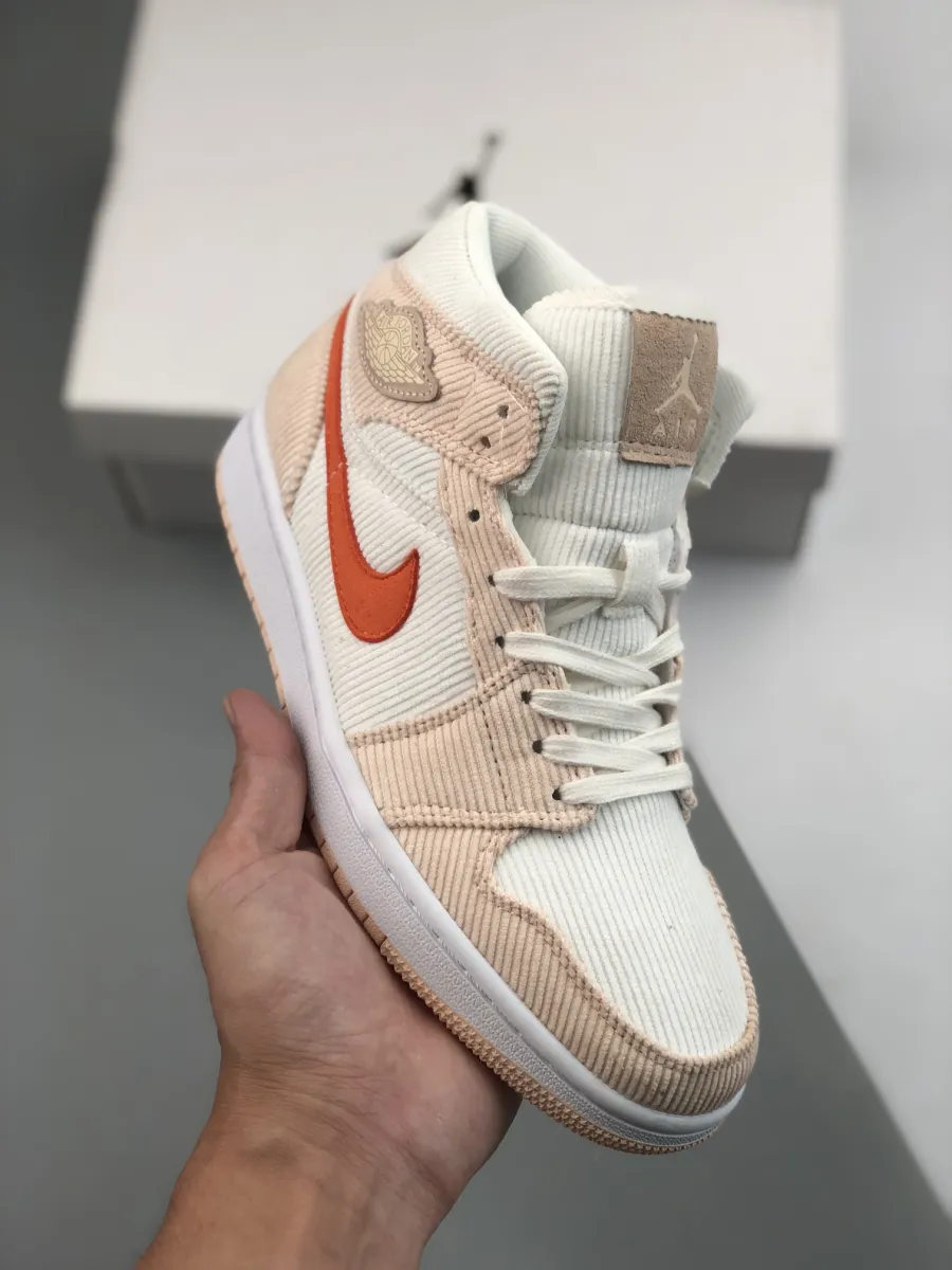 Air Jordan 1 Mid 'Corduroy' Sail/Soft Pink-Orange / wmns air jordan 1 mid se 'corduroy'
