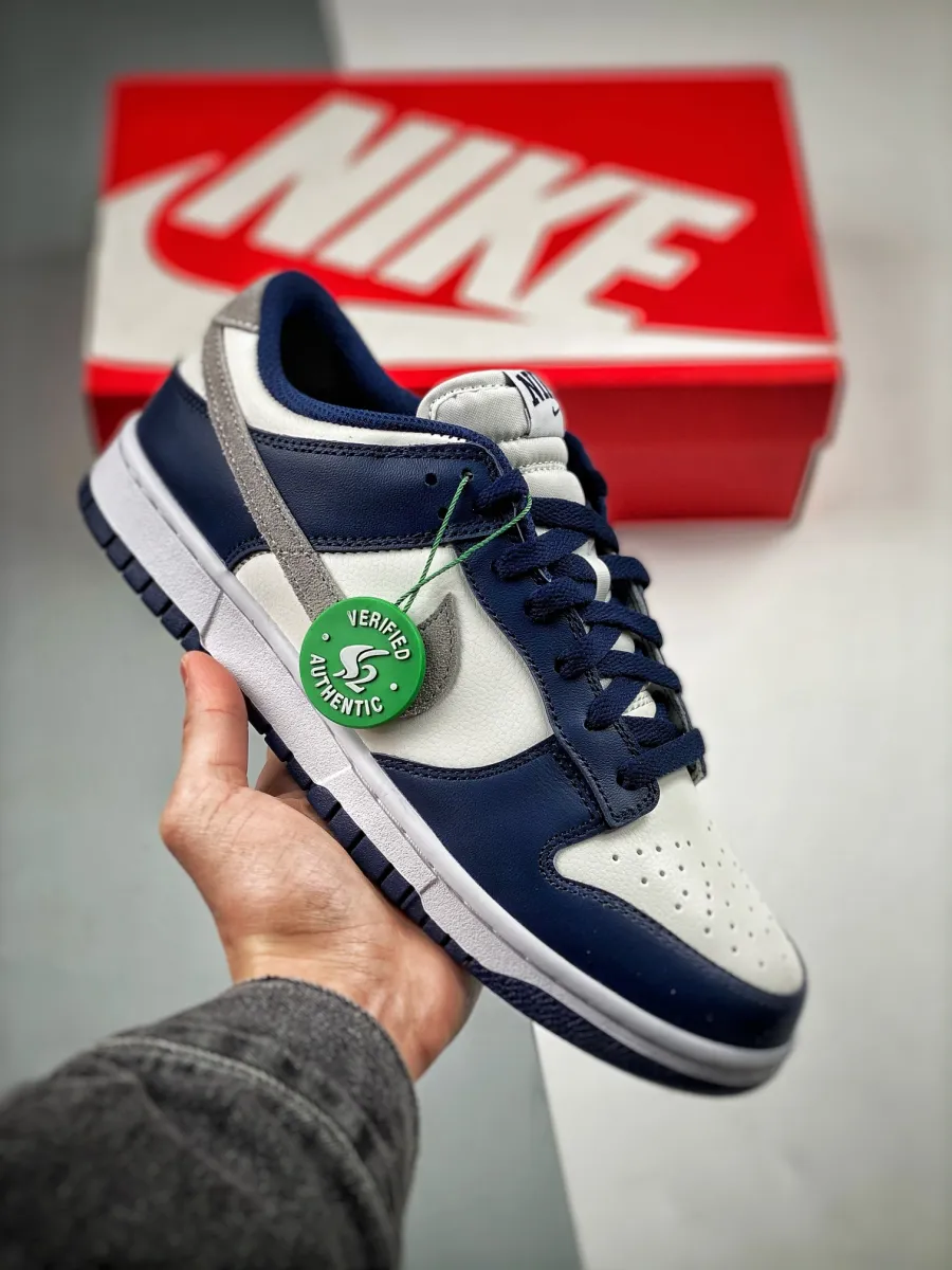 Nike Dunk Low Midnight Navy/Light Smoke Grey-White navy blue and white nike dunks