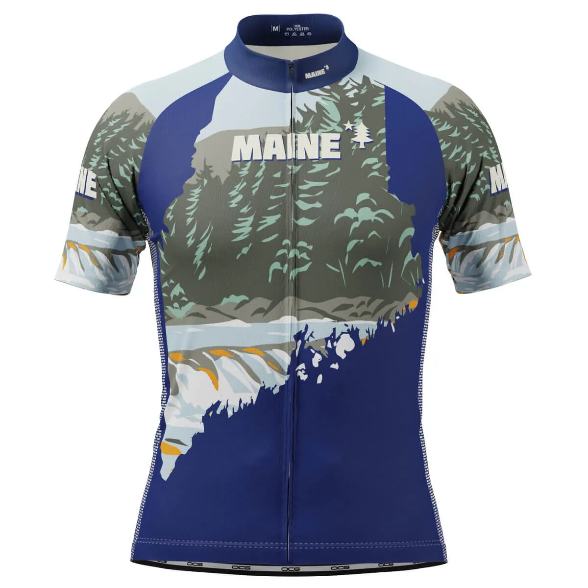 Men's Maine State Flag Short Sleeve Cycling Jersey