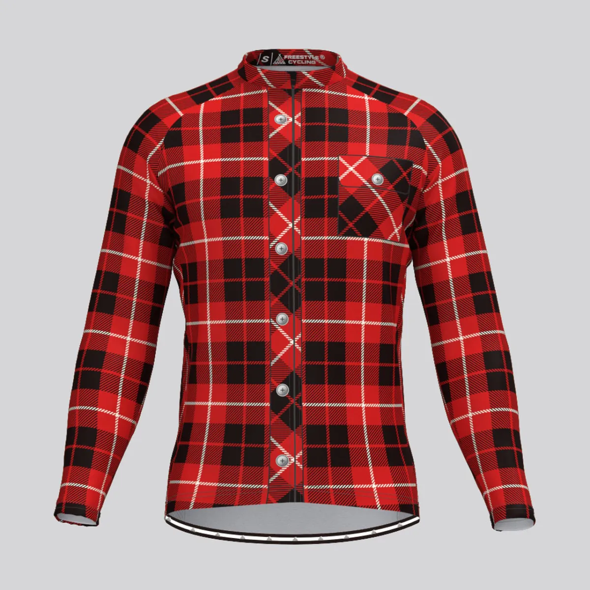 Plaid Checkered Shirt V5 Men's LS Cycling Jersey For Sale