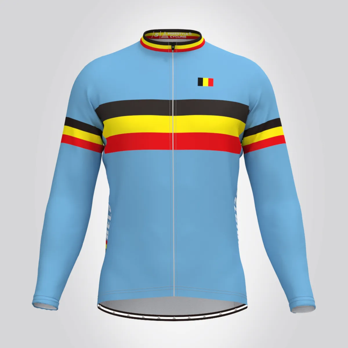 Belgium National Flag Men's Long Sleeve Cycling Jersey