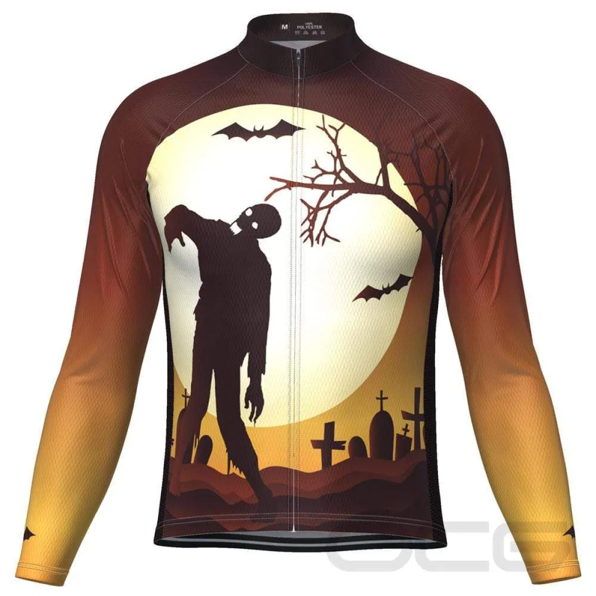 Men's Zombie Graveyard Long Sleeve Cycling Jersey, Zombie Jersey