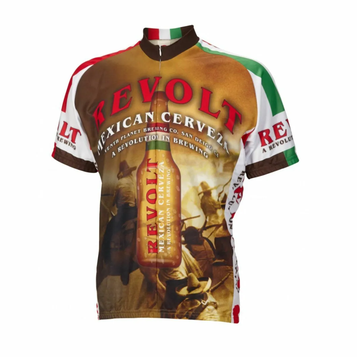 Revolt Mexican Cerveza Beer Short sleeve 16" zip men's cycling jersey