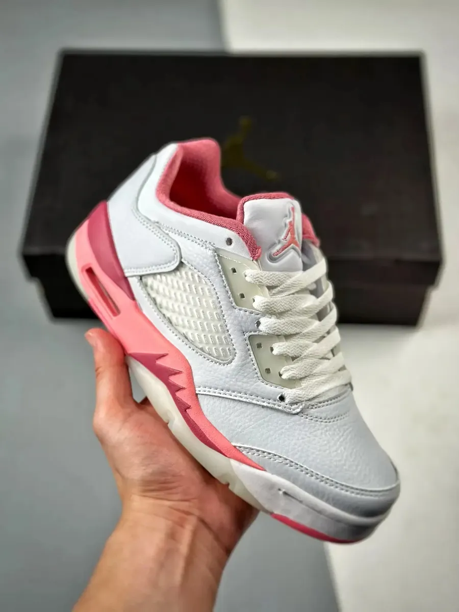 Air Jordan 5 Low White/Coral Chalk-Desert Berry-Black #Air Jordan 5 Retro Low Big Kids Shoes DX4390-116