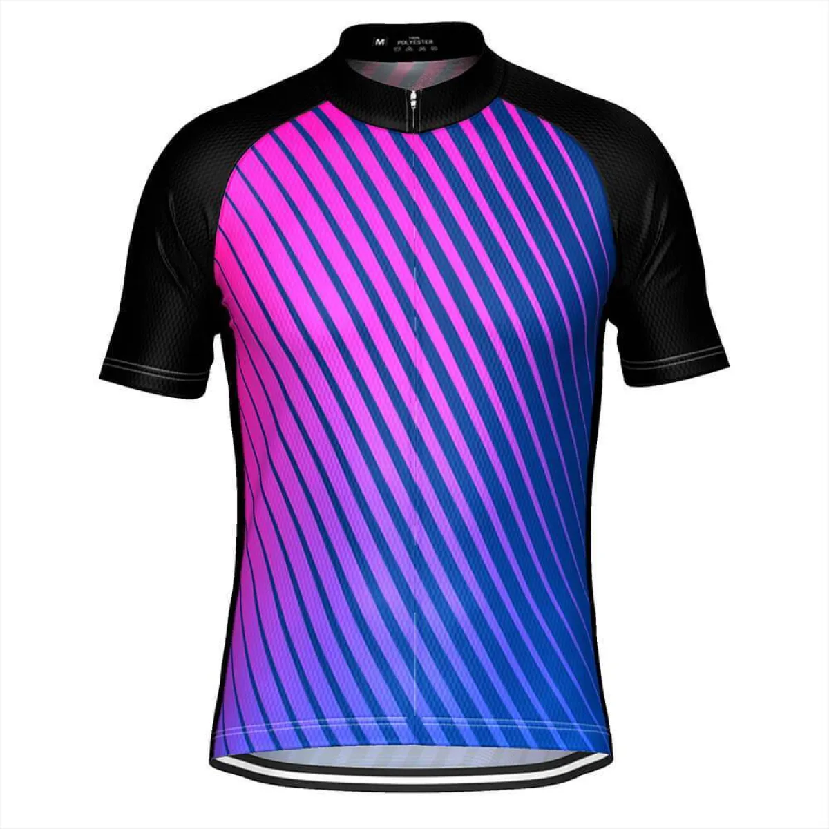 Men's Disco Stripe Black Short Sleeve Cycling Jersey