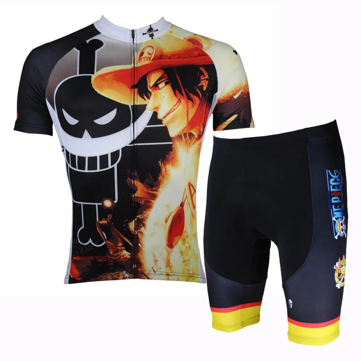 ONE PIECE Series Men's Short-sleeve Cycling Suit Team Jacket T-shirt Summer Suit Spring Autumn Clothes Sportswear Cartoon World Anime Animation Ace/Luffy/Zoro/Chopper/Brook/Usopp/Sanji/Franky