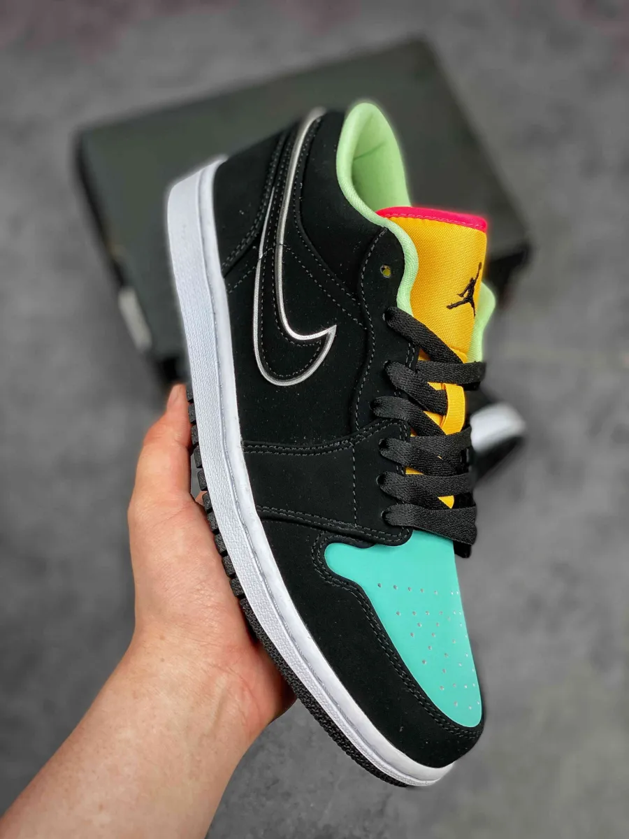 Jordan 1 Low Black Aurora Green Laser Orange CK3022-013 #air jordan 1 low aurora green