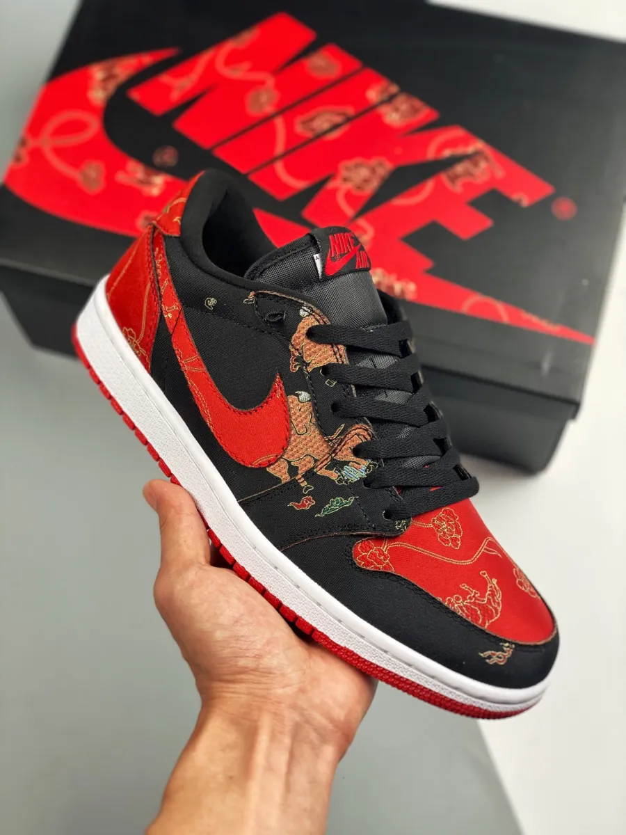 Air Jordan 1 Low OG 'CNY' Black/University Red-Metallic Gold-White - air jordan 1 low chinese new year