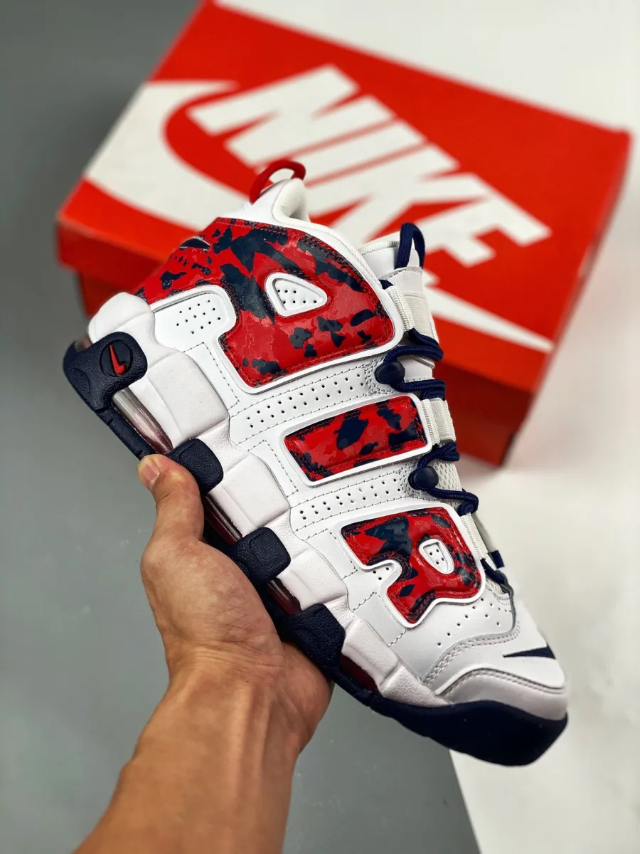 Nike Air More Uptempo 'USA Camo' White Blue Red CZ7885-100 nike uptempo white navy