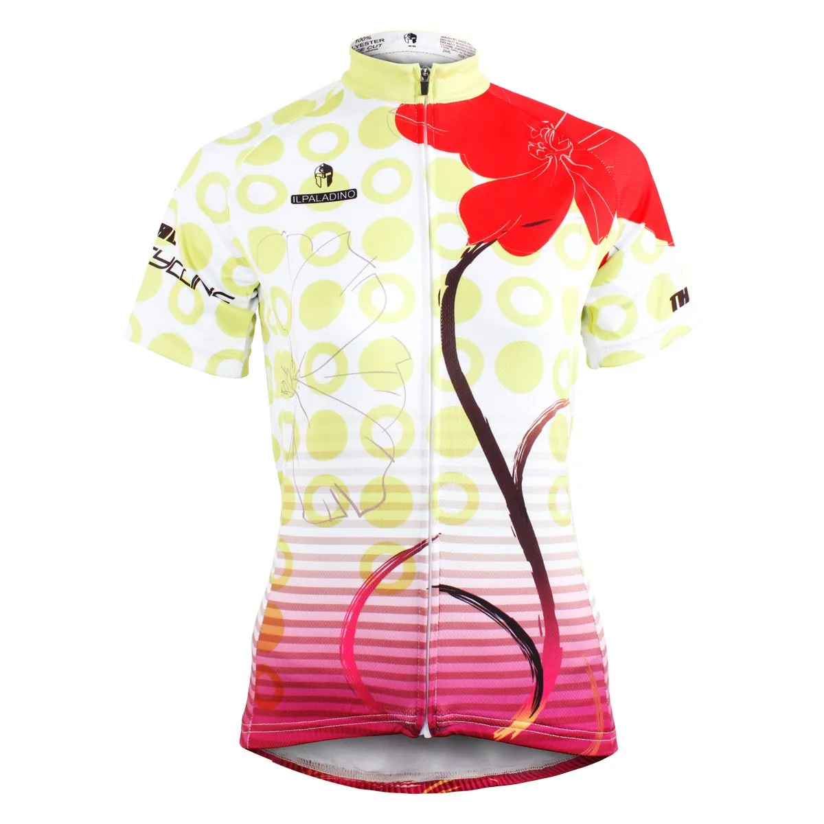 Ilpaladino Red Flowers Summer Women's Short-Sleeve Cycling Jersey Biking Shirts Breathable Outdoor Sports Gear Leisure Biking T-shirt Sports Clothes NO.597