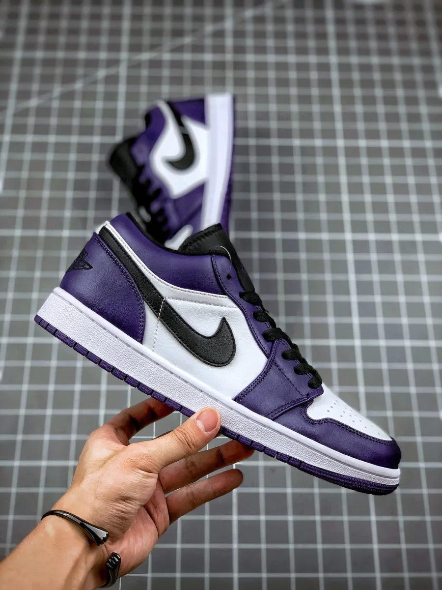 Air Jordan 1 Low Court Purple/White/Black 553558-500 jordan low purple