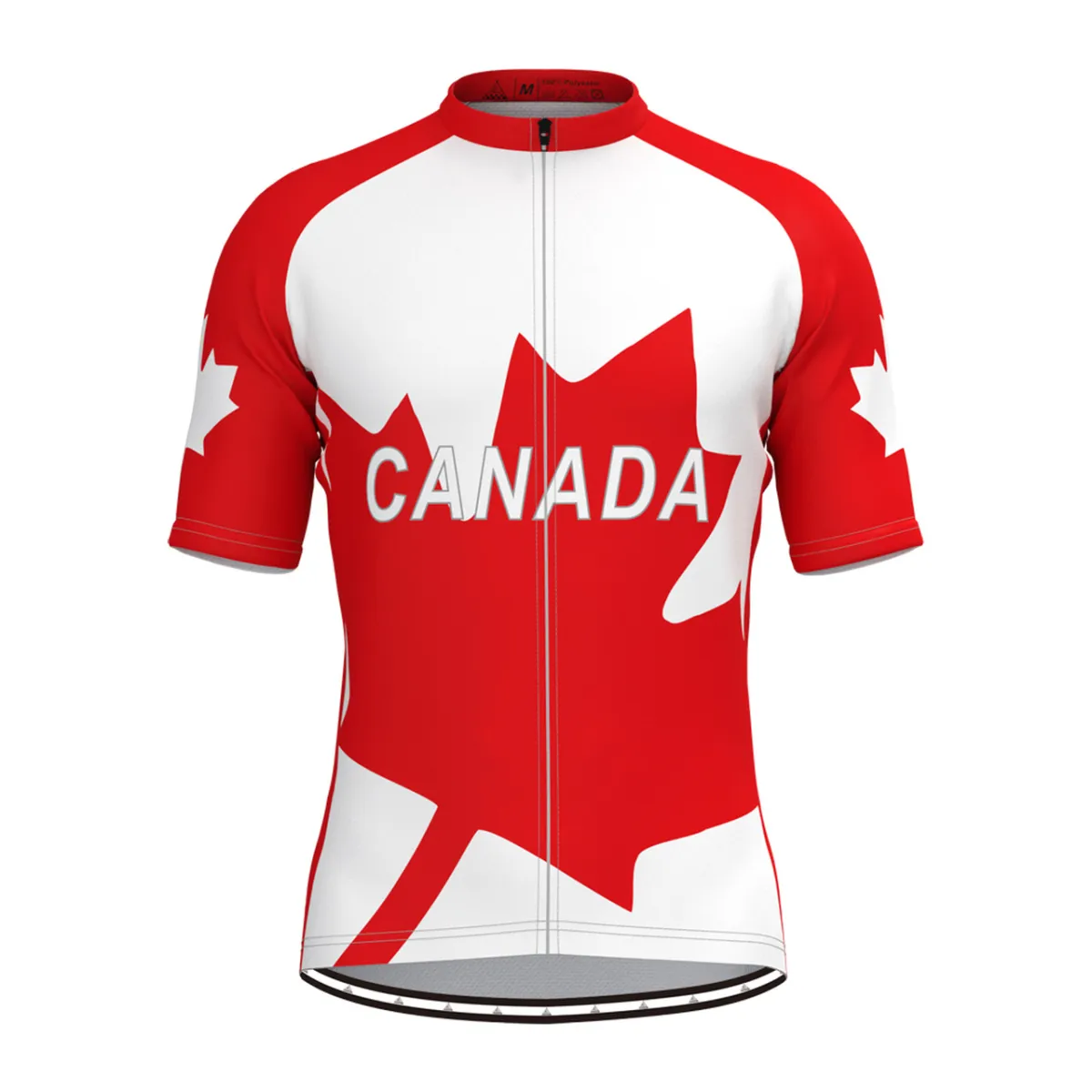 Canada Maple leaf Short Sleeve Men's Cycling Jersey White Red