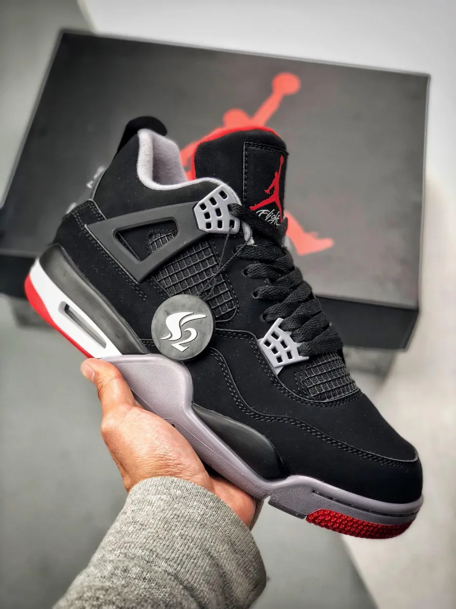 Air Jordan 4 Retro 'Bred' 2019 Release Black/Cement Grey-Summit White AJ4 308497-060 Jordan 4 Black Cement