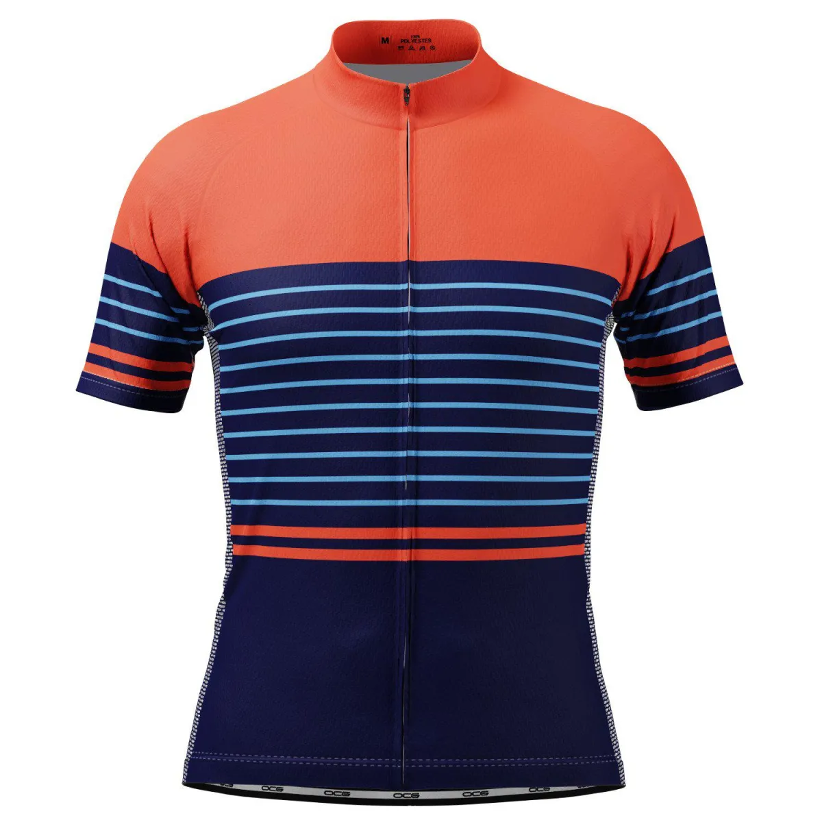 Men's Orange Blue Stripe Short Sleeve Cycling Jersey Blue Cycling Jersey