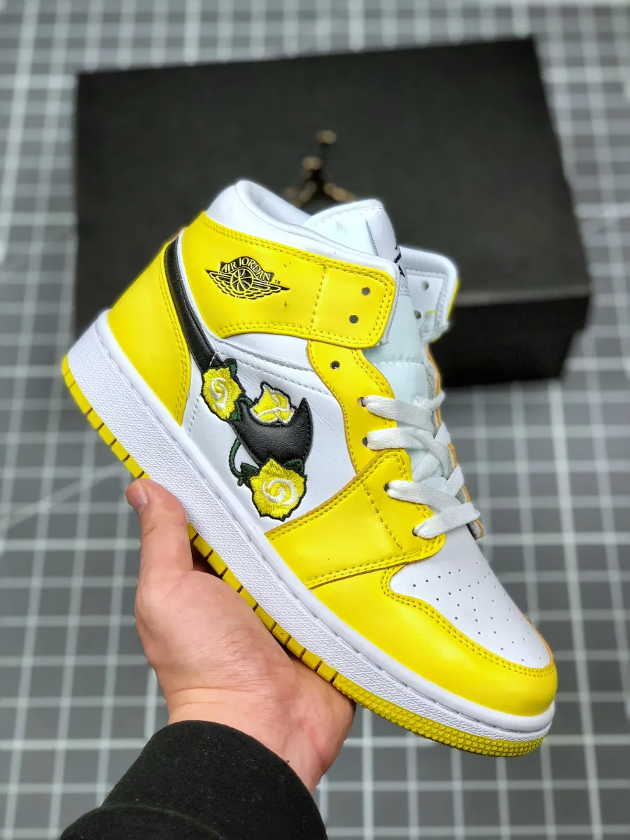 Air Jordan 1 Mid 'Yellow Flower' / yellow jordans with flowers