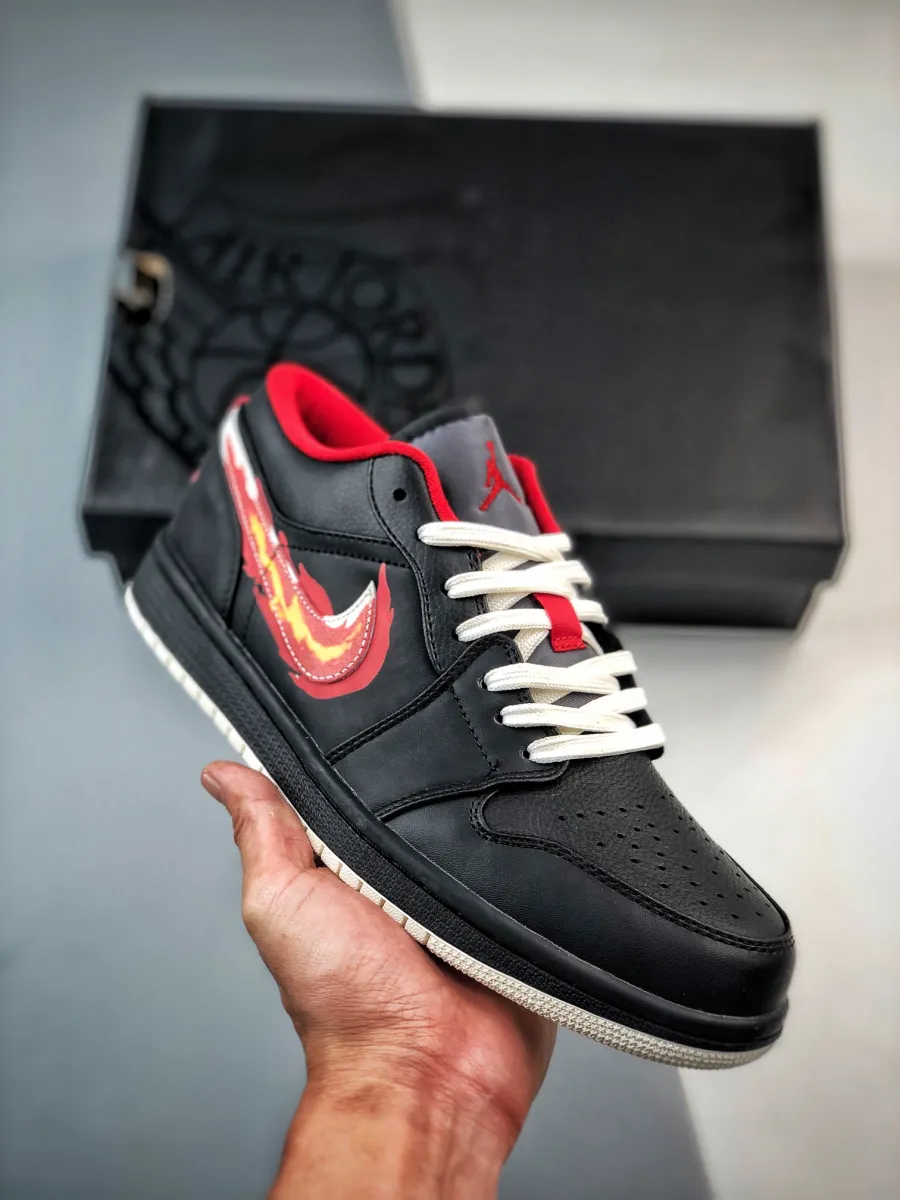 Air Jordan 1 Low 'Born To Fly' Black/Sail-White-Fitness Red FJ7073-010 Restock