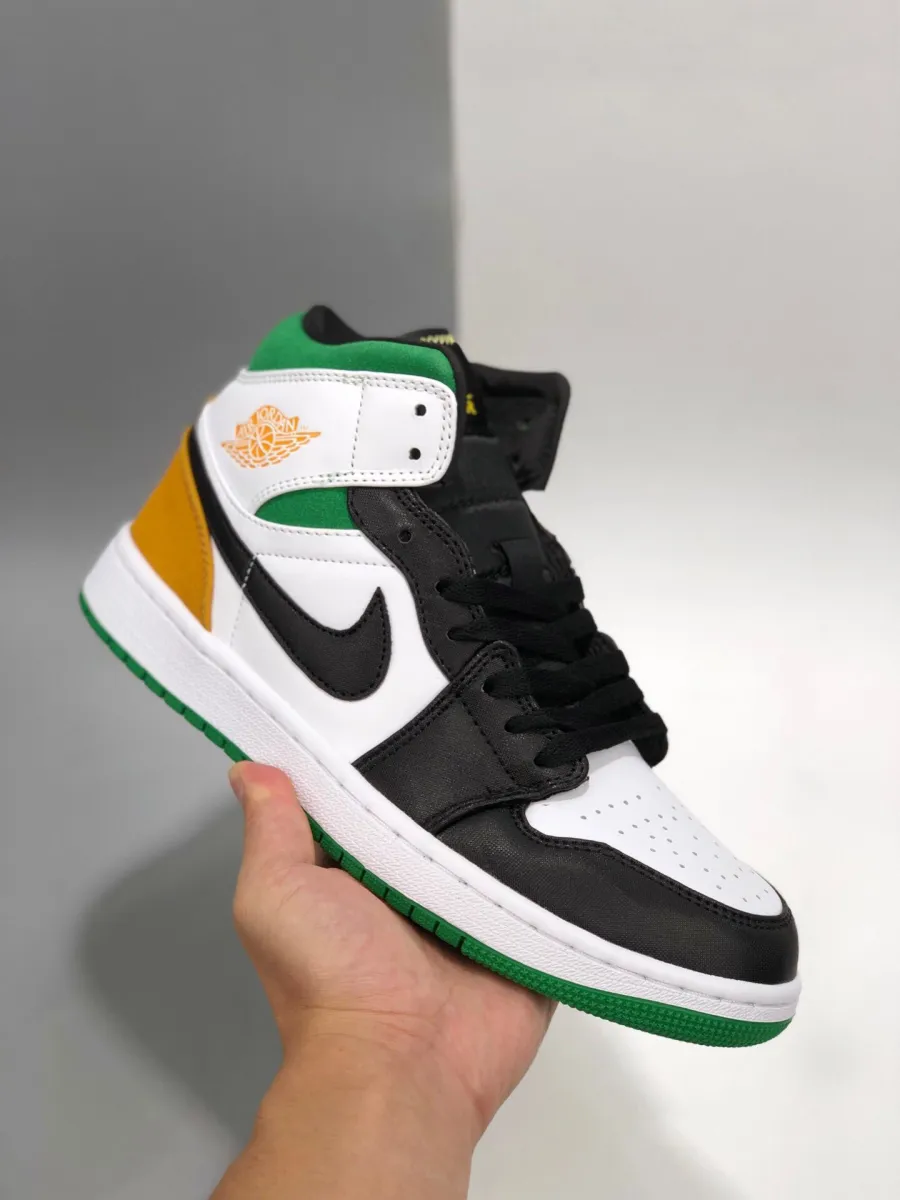 Air Jordan 1 Mid SE White/Laser Orange-Black-Lucky Green - jordan 1 green and orange