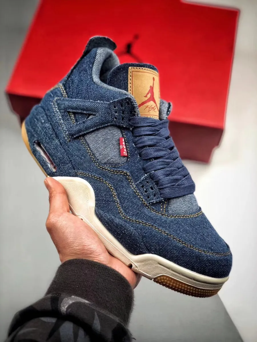 Jordan 4 Retro Levi S (tag With Levi S Logo) DENIM/DENIM-SAIL-GAME RED AJ4 / jordan 4 levi blue