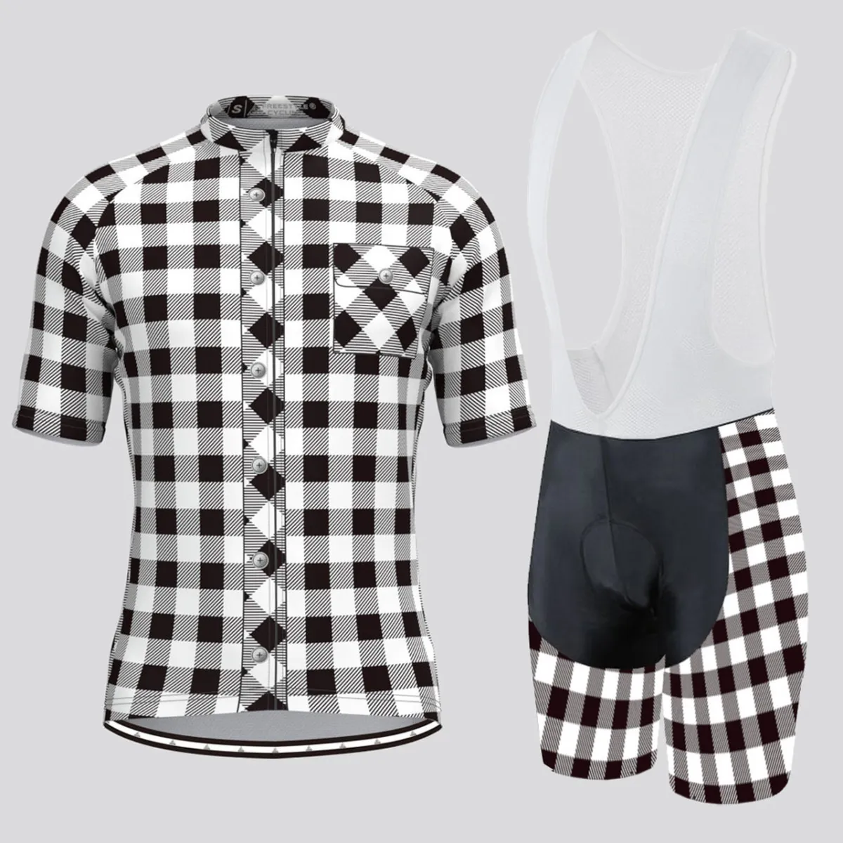 Plaid Checkered Shirt V2 Men's Cycling Kit White Online