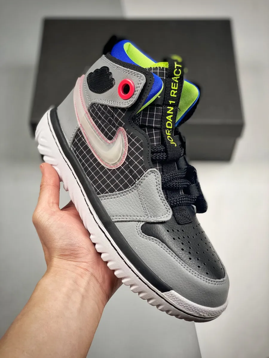 Air Jordan 1 React Black Grey Green Blue Pink AR5321-002 Brand New