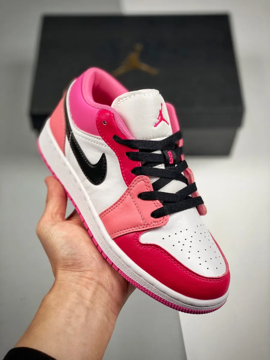 Air Jordan 1 Low GS Pink Black WMNS 553560-162 #jordans grey and pink