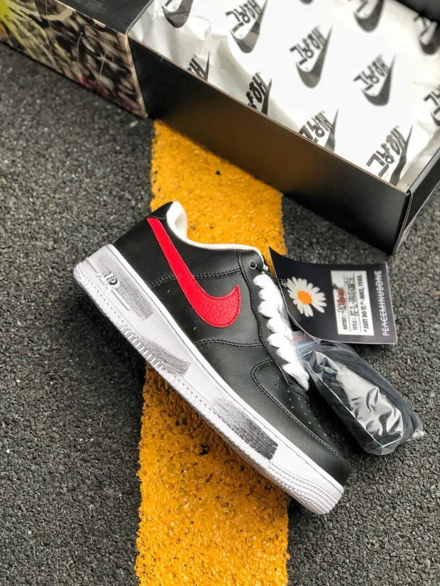 PEACEMINUSONE X Nike Air Force 1 Black/Sport Red-White Outlet