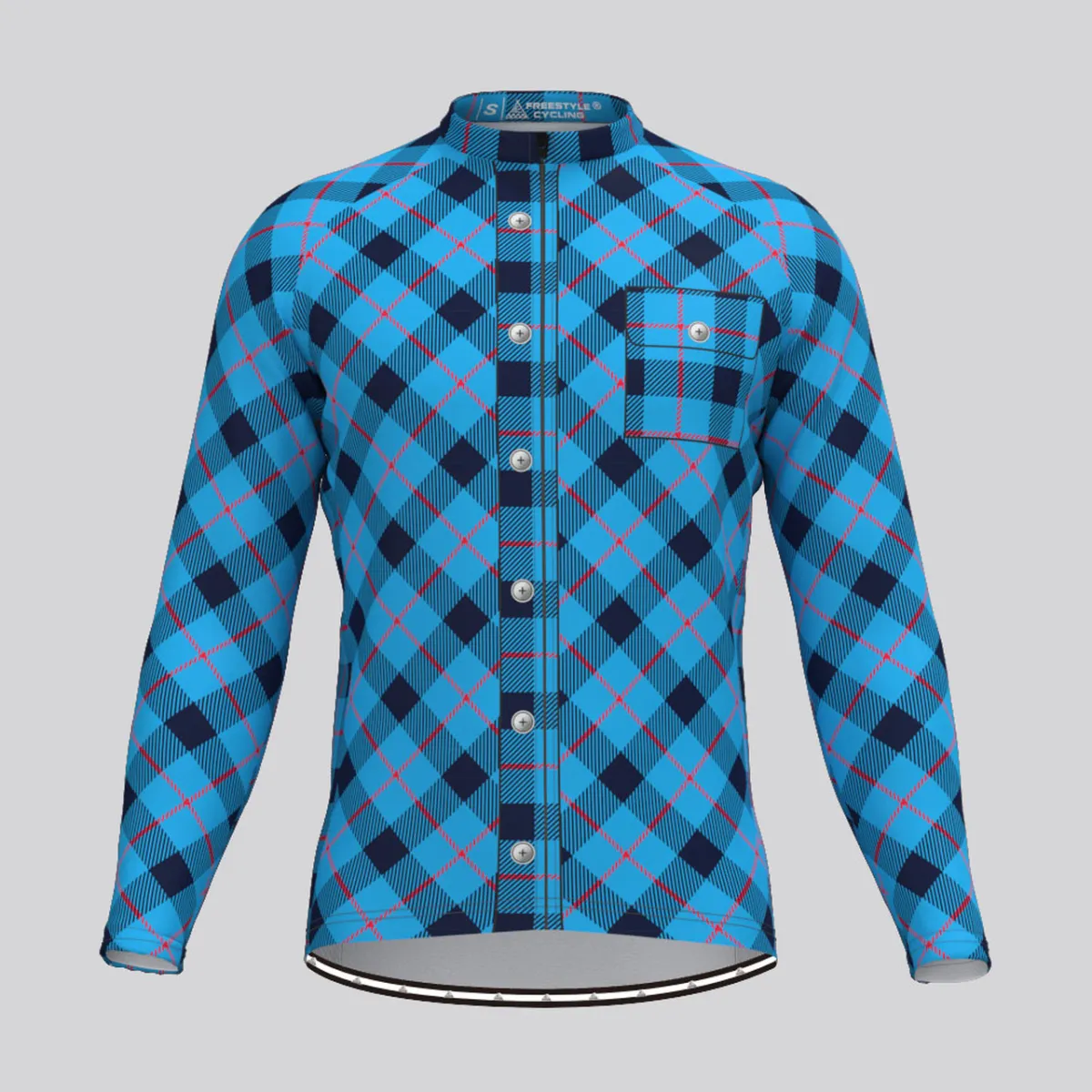 Plaid Checkered Shirt V10 Men's LS Cycling Jersey Outlet