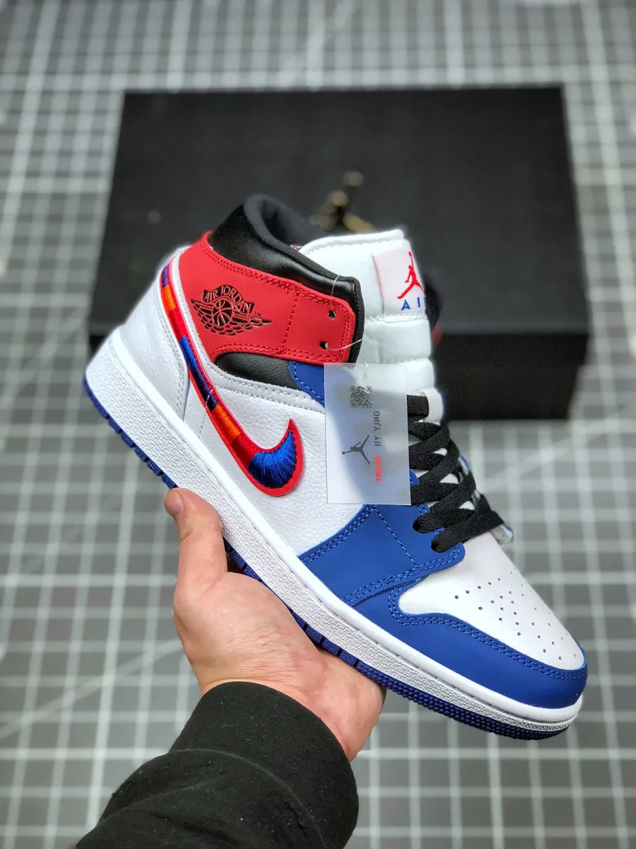 Air Jordan 1 Mid 'Multicolored Embroidered Swooshes' #jordan 1 multi-color swoosh