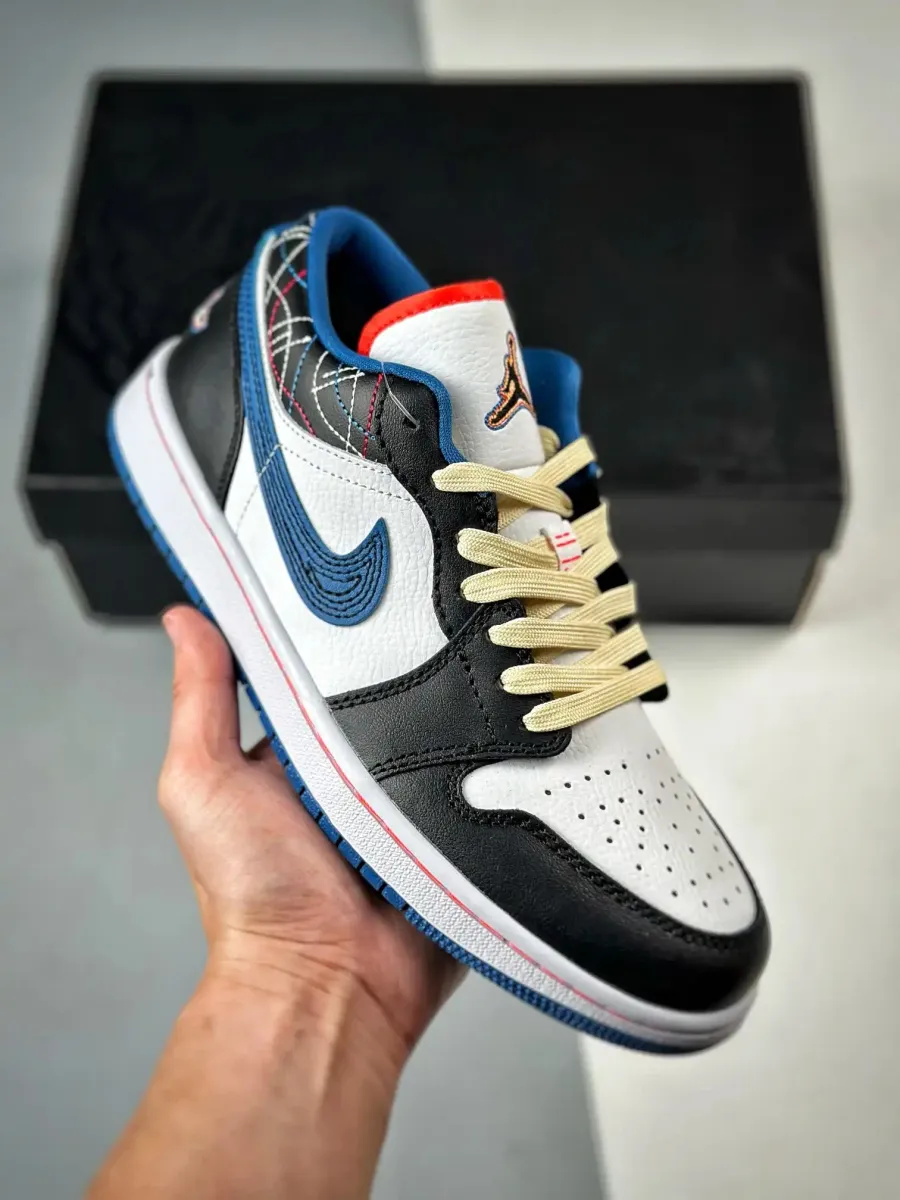 Air Jordan 1 Low White/Industrial Blue-Black-Siren Red FV3622-141